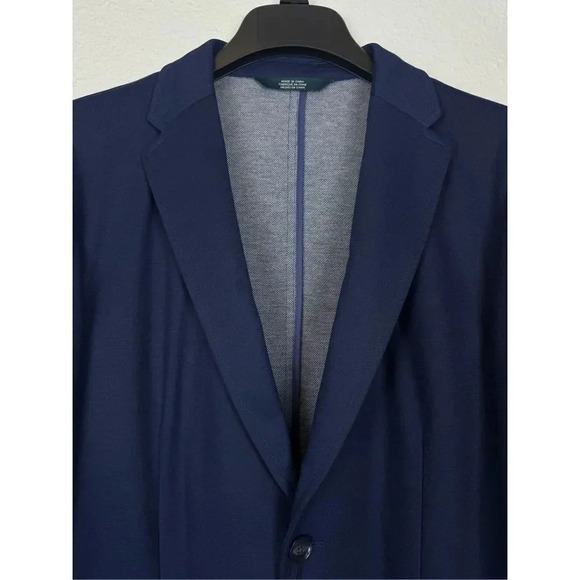 Perry Ellis Sport Jacket Blazer L Blue Notch Lapel Pocket Single Breasted Cotton - Picture 2 of 9